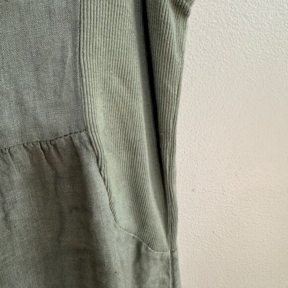 Terzo Millennio green linen sleeveless collared dress size large - Picture 5 of 6